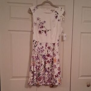 Floral Dress - White and Purple